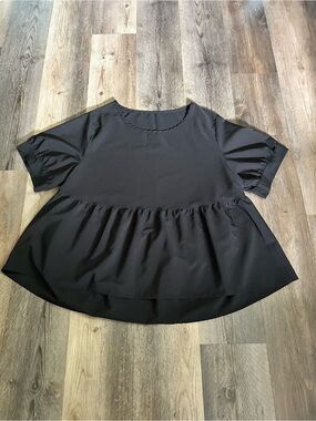 SHEIN Black Short Sleeve Peplum Blouse